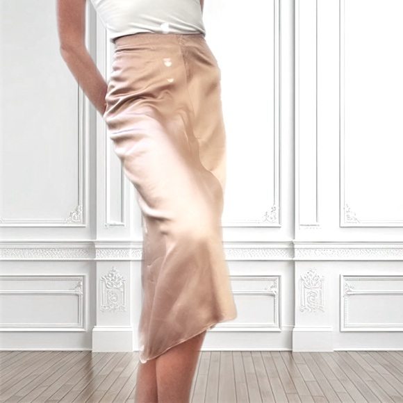 Vince Paneled Satin Slip Skirt - Picture 3 of 8